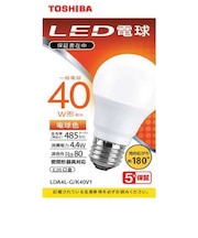 東芝　LED電球 広配光 電球色 40W形相当 LDA4LGK40V1