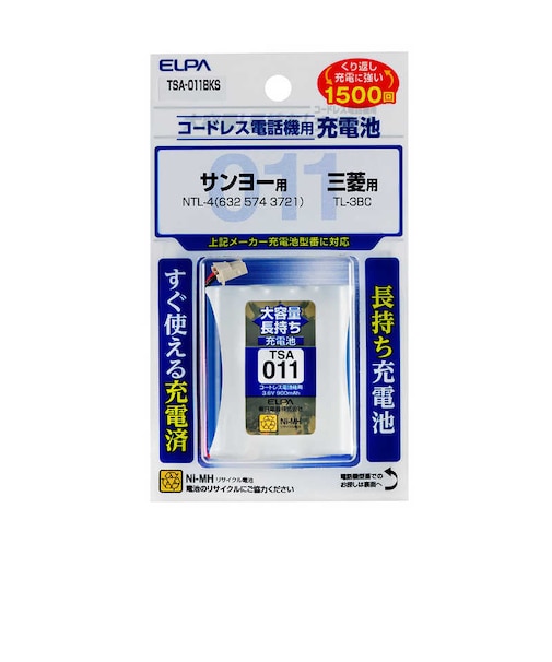 ELPA　コードレス子機用充電池(大容量タイプ) TSA011BKS