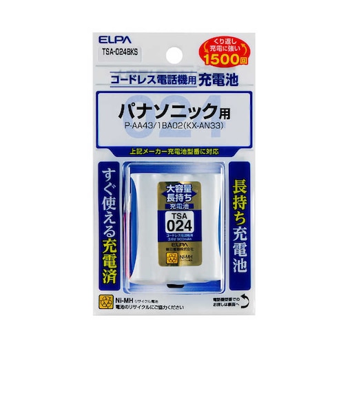 ELPA　コードレス子機用充電池(大容量タイプ) TSA024BKS