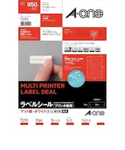エーワン　ラベルシール｢プリンタ兼用｣ マット紙 95面 四辺余白付角丸 10シート(950片) 72295
