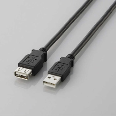 エレコム　USB-A延長ケーブル [USB-A オス→メス USB-A /2m /USB2.0] ブラック U2CE20BK