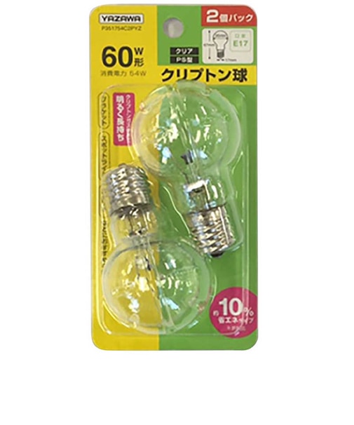 ヤザワ　省エネクリプトン球60W形クリア2P P351754C2PYZ