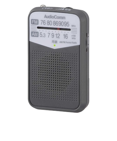 オーム電機　AM/FMポケットラジオ AudioComm グレー ［ワイドFM対応 /AM/FM］ RADP133NH