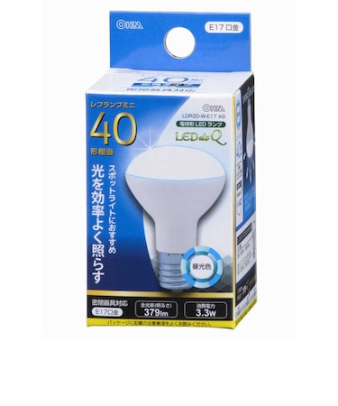 オーム電機　LED電球 ミニレフ形 LEDdeQ ホワイト [E17/昼光色/40W相当/レフランプ形] LDR3DWE17A9