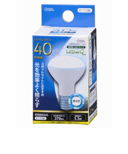 オーム電機　LED電球 ミニレフ形 LEDdeQ ホワイト [E17/昼光色/40W相当/レフランプ形] LDR3DWE17A9