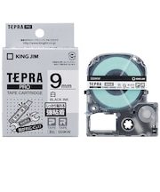 キングジム　強粘着ラベルテープ TEPRA(テプラ) PROシリーズ 白 [黒文字 /9mm幅]  SS9KW