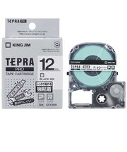 キングジム　強粘着ラベルテープ TEPRA(テプラ) PROシリーズ 白 [黒文字 /12mm幅]  SS12KW