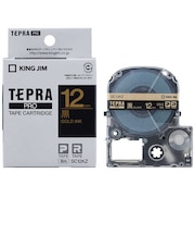 キングジム　カラーラベル(パステル)テープ TEPRA(テプラ) PROシリーズ 黒 [金文字 /12mm幅]  SC12KZ