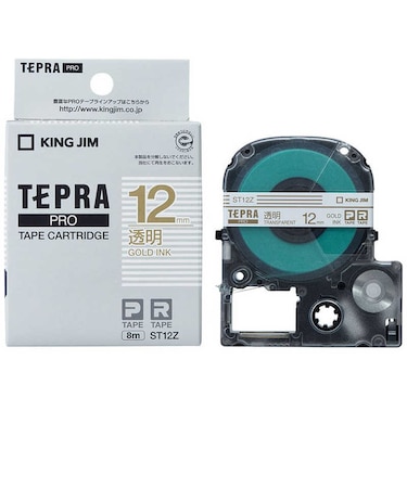キングジム　透明ラベルテープ TEPRA(テプラ) PROシリーズ 透明 [金文字 /12mm幅]  ST12Z