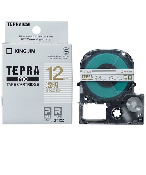キングジム　透明ラベルテープ TEPRA(テプラ) PROシリーズ 透明 [金文字 /12mm幅]  ST12Z
