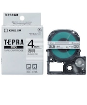 キングジム　透明ラベルテープ TEPRA(テプラ) PROシリーズ 透明 [黒文字 /4mm幅]  ST4K