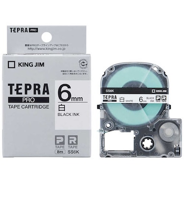 キングジム　白ラベルテープ TEPRA(テプラ) PROシリーズ 白 [黒文字 /6mm幅]  SS6K