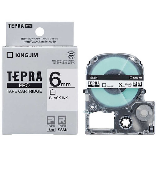 キングジム　白ラベルテープ TEPRA(テプラ) PROシリーズ 白 [黒文字 /6mm幅]  SS6K