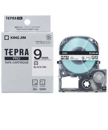 キングジム　白ラベルテープ TEPRA(テプラ) PROシリーズ 白 [黒文字 /9mm幅]  SS9K