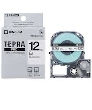 キングジム　白ラベルテープ TEPRA(テプラ) PROシリーズ 白 [黒文字 /12mm幅]  SS12K
