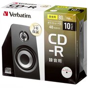 VERBATIMJAPAN 音楽用 CD-R(1-48倍速 700MB)10枚パック MUR80FP10D1B