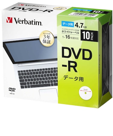 VERBATIMJAPAN　1~16倍速対応 データ用DVD-Rメディア (4.7GB・10枚) DHR47JP10D1B