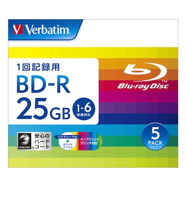VERBATIMJAPAN　データ用BDR ホワイト ［5枚 25GB インクジェットプリンター対応］ DBR25RP5V2