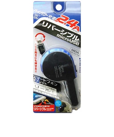 カシムラ　車載用充電器 micro USB 0.8m ブラック-ブルー AJ512