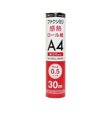 ナカバヤシ　FAX用感熱ロール紙(A4･30m･0.5インチ芯)1本入 FXK30AH1