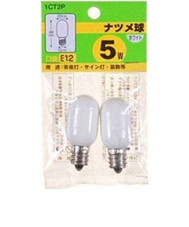 ヤザワ　電球 ホワイト[E12/電球色/2個/ナツメ球形] 1CT2P