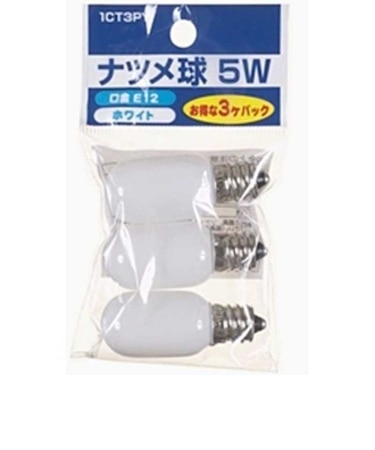 ヤザワ　電球 ホワイト[E12/電球色/3個/ナツメ球形] 1CT3PY
