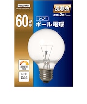 ヤザワ　ボール電球60W形クリア 長寿命 φ70 GC100110V57W70LYZ