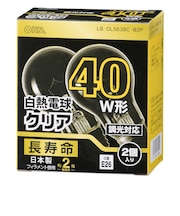 オーム電機　白熱電球 E26 40形相当 クリア 2個入 長寿命 LBDL5638CB2P