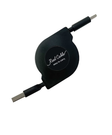 オズマ　巻取式USB-A to Type-Cケーブル 90cm ブラック ［Quick Charge対応］UDR3C01K