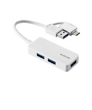 エレコム　USB Type-C 変換アダプター付 USB 5Gbps超コンパクトハブ ケーブル長10cm ホワイトU3HCAK3005BWH