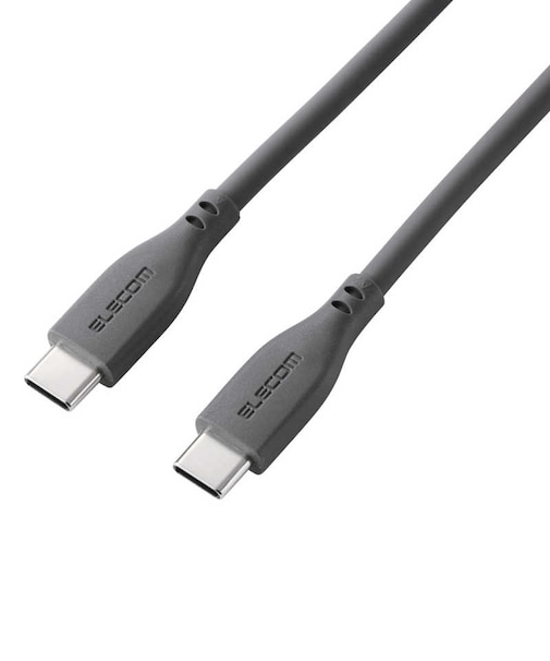 エレコム　240W PD EPR USB Type-C ケーブル 0.5m やわらかシリコン eMarker 480Mbps グレーMPACCPESS05GY
