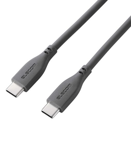 エレコム　240W PD EPR USB Type-C ケーブル 1.5m やわらかシリコン eMarker 480Mbps グレーMPACCPESS15GY