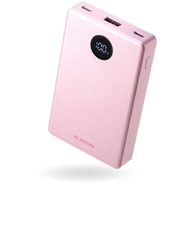 エレコム　モバイルバッテリー 10000mAh 薄型 軽量 35W PSE適合 半固体リチウム 長寿命 iPhone Android Switch 対応 LED残量1％表示 ピンクDEC8610000PN
