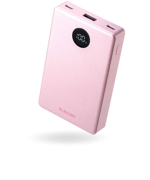 エレコム　モバイルバッテリー 10000mAh 薄型 軽量 35W PSE適合 半固体リチウム 長寿命 iPhone Android Switch 対応 LED残量1％表示 ピンクDEC8610000PN
