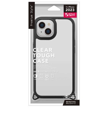 PGA　iPhone 15(6.1インチ) クリアタフケース Premium Style ブラックPG23APT01BK