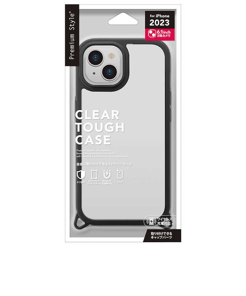PGA　iPhone 15(6.1インチ) クリアタフケース Premium Style ブラックPG23APT01BK