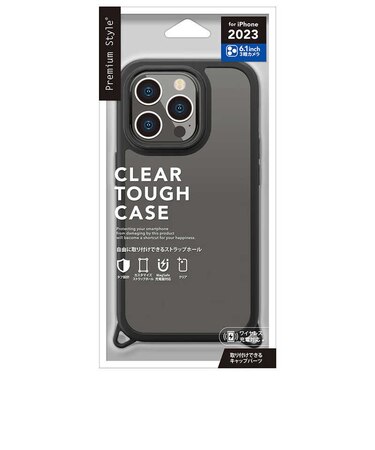 PGA　iPhone 15 Pro(6.1インチ) クリアタフケース Premium Style ブラックPG23BPT01BK