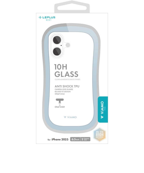 MSソリューションズ　iPhone 17ケース「ViAMO freely」超硬度・耐傷・耐衝撃ガラスハイブリッドケース ライト ブルーLNIM25VMFLBL