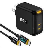 AOHI　PD-USB充電器 ケーブルセット Magcube PRO 100W USB C×2ポート PC/タブレット/携帯電話 100W急速充電 ブラックRE-JEMP100BL2