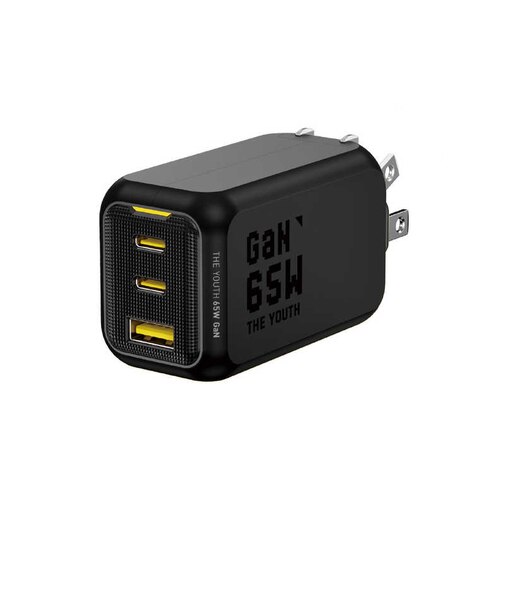 AOHI　THE YOUTH PD 65W USB C×2ポート USB A×1ポート PC/タブレット/携帯電話 65W急速充電 ブラックRE-JEYTP65BL1