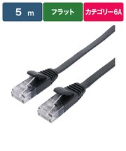 ビックアイデア　LANケーブル Cat6A フラット 5m ［5m / カテゴリー6A / フラット］ ブラックBIMLC6A1FL500K