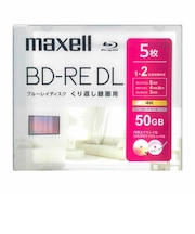 マクセル　録画用ブルーレイディスク BD-RE DL 5枚入り maxell ［5枚 / 50GB / インクジェットプリンター対応］BEV50WPH.5S