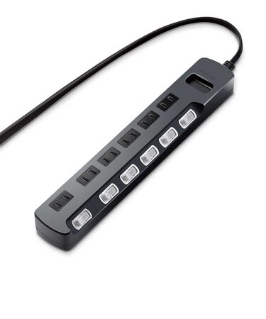 エレコム　AV雷ガードタップ 個別スイッチ ホコリシャッター付 6個口 2.5mAVTK6A2625BK