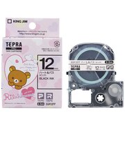 キングジム　リラックマテープ ハート&バス TEPRA(テプラ) PROシリーズ ピンク [黒文字 /12mm幅]SGR12FP