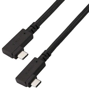 エレコム　USB Type-C ケーブル 両端L字 やわらか 240W USB4 20Gbps PD EPR 4K/60Hz 1m ブラック USB4CLLEY10NBK