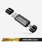 GIGASTONE　USBメモリ 64GB USB 3.2 2in1 OTG Type-C ＆ USB-A対応 ［64GB / USB TypeA＋USB TypeC / USB3.2 / キャップ式］ GJU3SPAC44S64GB