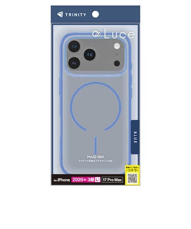 トリニティ　iPhone 18 Pro Max / 17 Pro Max ［Luce］ マグネット吸着式アクセサリー対応 背面クリアハードケース クリア×ブルー TRIP26L3LUMSCSMBL