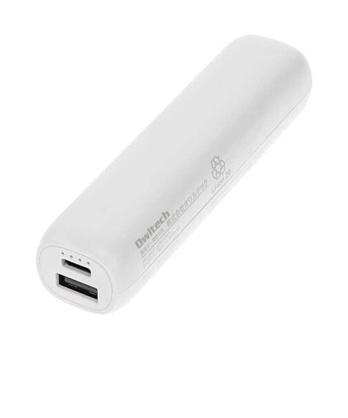OWLTECH　オシャレなスティック型モバイルバッテリー ホワイト [3200mAh /1ポート /充電タイプ] OWLLPB3351WH