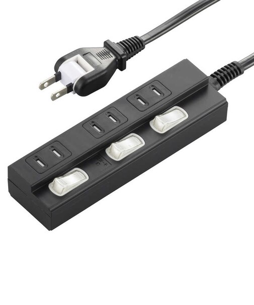 ビックアイデア　個別スイッチ付節電タップ3個口2m ［2.0m / 3個口 / スイッチ付き(個別)］ 黒 BITST321K