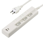 ビックアイデア　USB付き節電タップType-C付3個口1m2ポート ［1.0m / 3個口 / スイッチ付き(個別) / 2ポート］ BITUT312AC1W